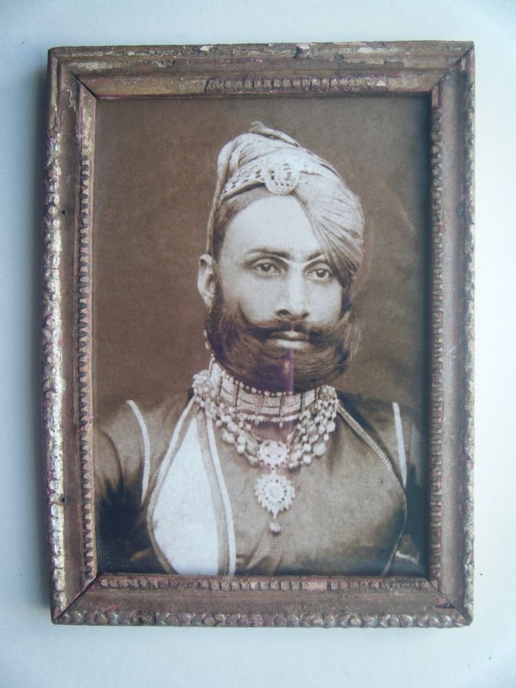 Indian Maharaja Rare Framed Photograph, Vintage Photo in Old Wooden Frame #2705