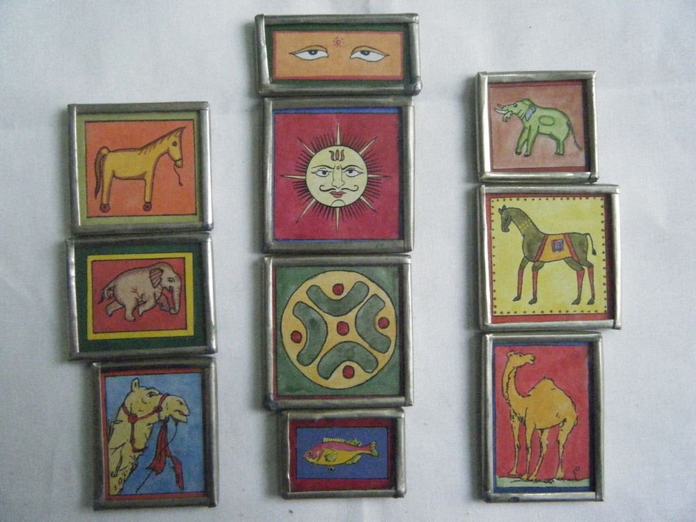 Beautiful Freeze Magnet Hand Color Painting Metal Frame Lot of 10 Pcs Rare #061