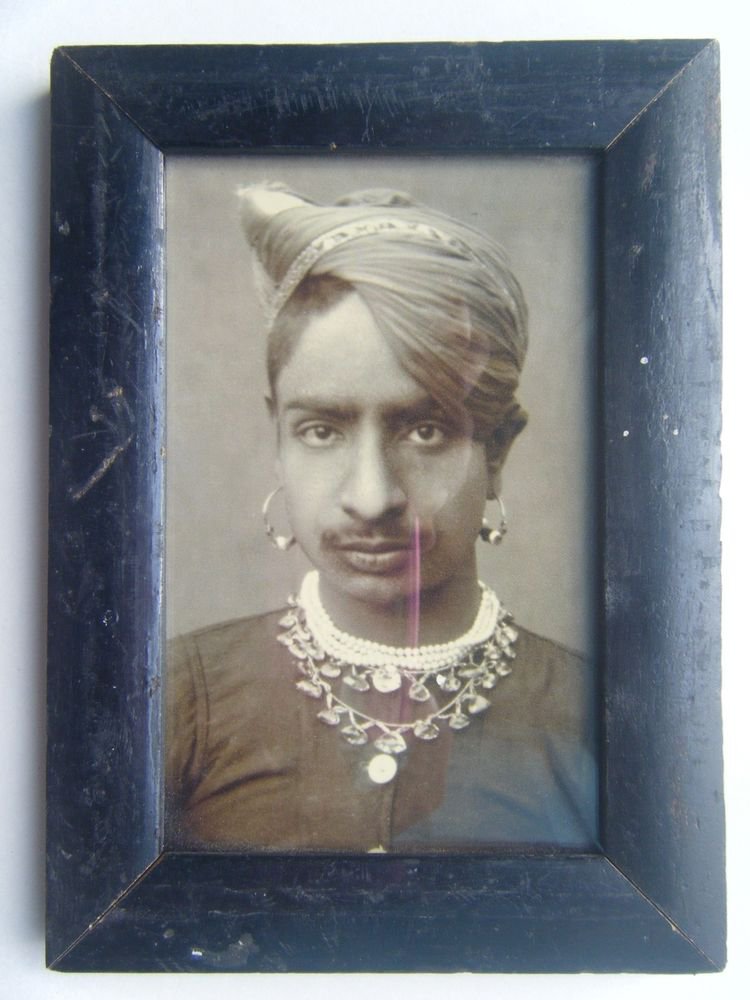 Indian Maharaja Rare Framed Photograph, Vintage Photo in Old Wooden Frame #2686