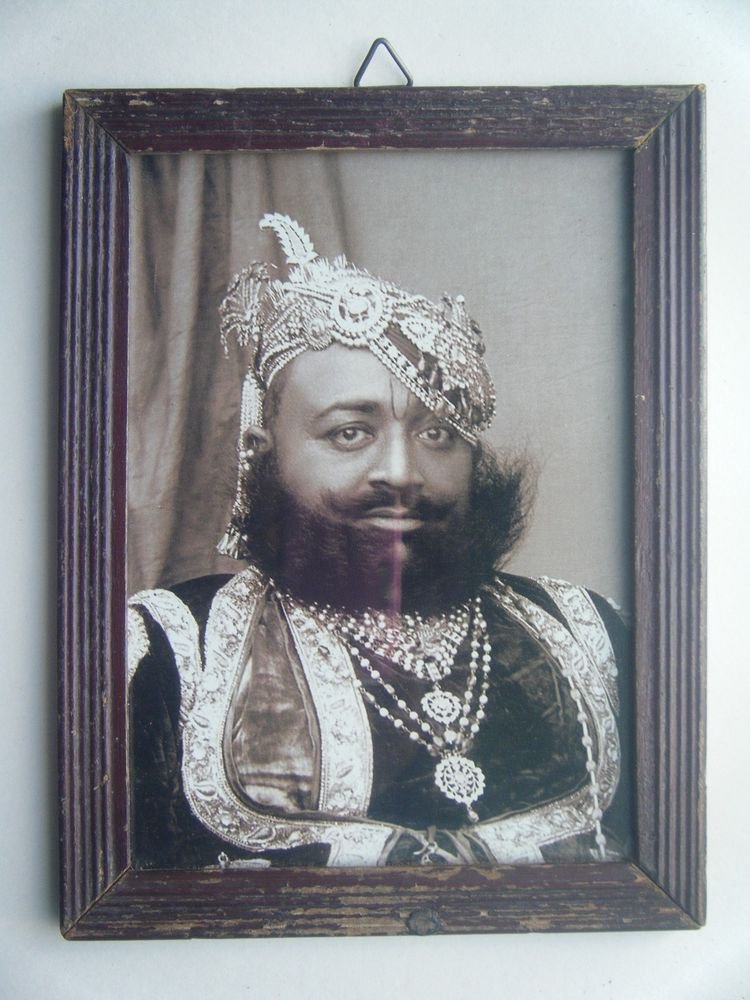 Indian Maharaja Rare Framed Photograph, Vintage Photo in Old Wooden Frame #2696