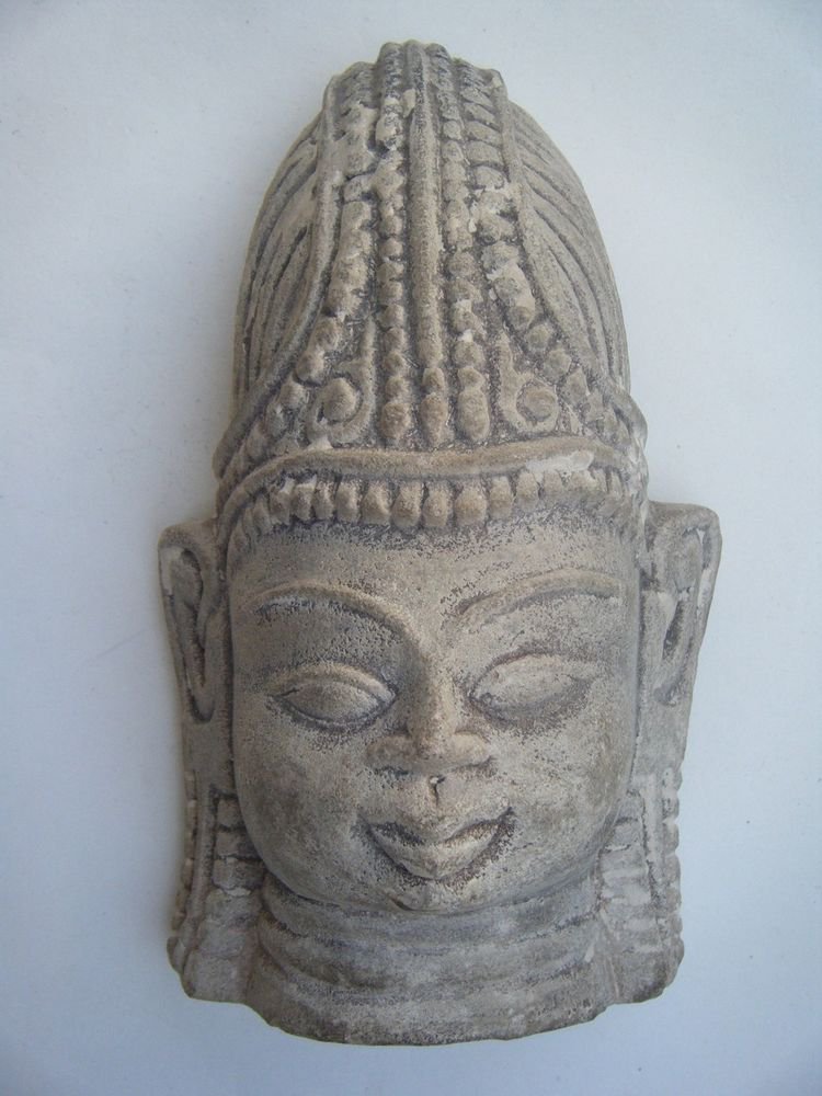 God Stone Statue Head, Vintage Antique Old Hand Carved Original God Head #483