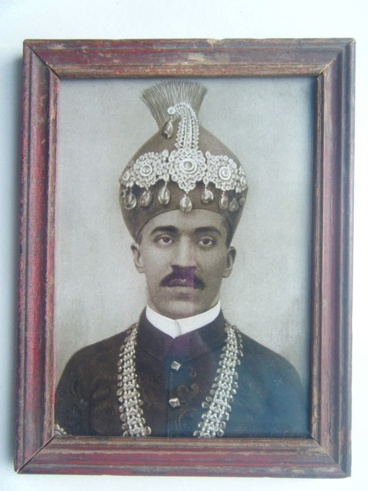 Indian Nizam Rare Framed Photograph, Vintage Photo in Old Wooden Frame #2683
