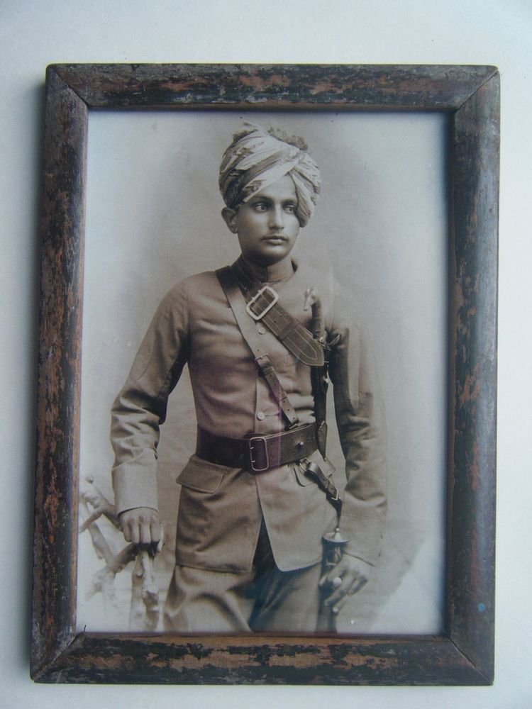 Indian Maharaja Rare Framed Photograph, Vintage Photo in Old Wooden Frame #2684