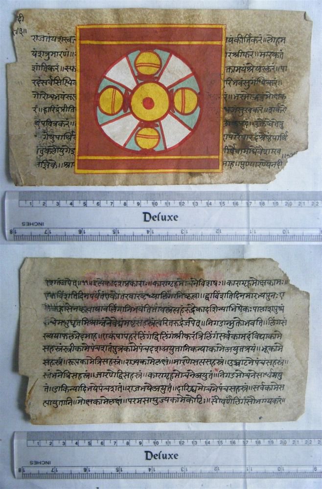Rare Original Antique Old Manuscript Jain Cosmology New Hand Painting India#649