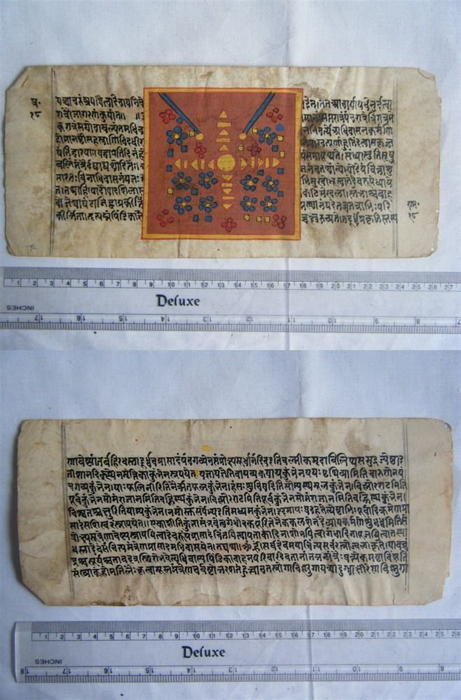 Rare Original Antique Old Manuscript Jain Cosmology New Hand Painting India#639