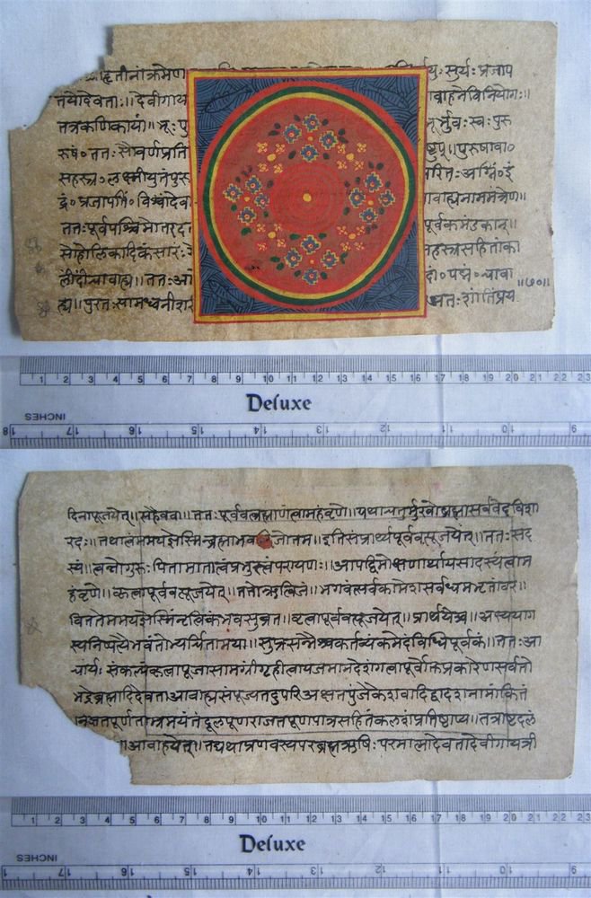 Rare Original Antique Old Manuscript Jain Cosmology New Hand Painting India#632
