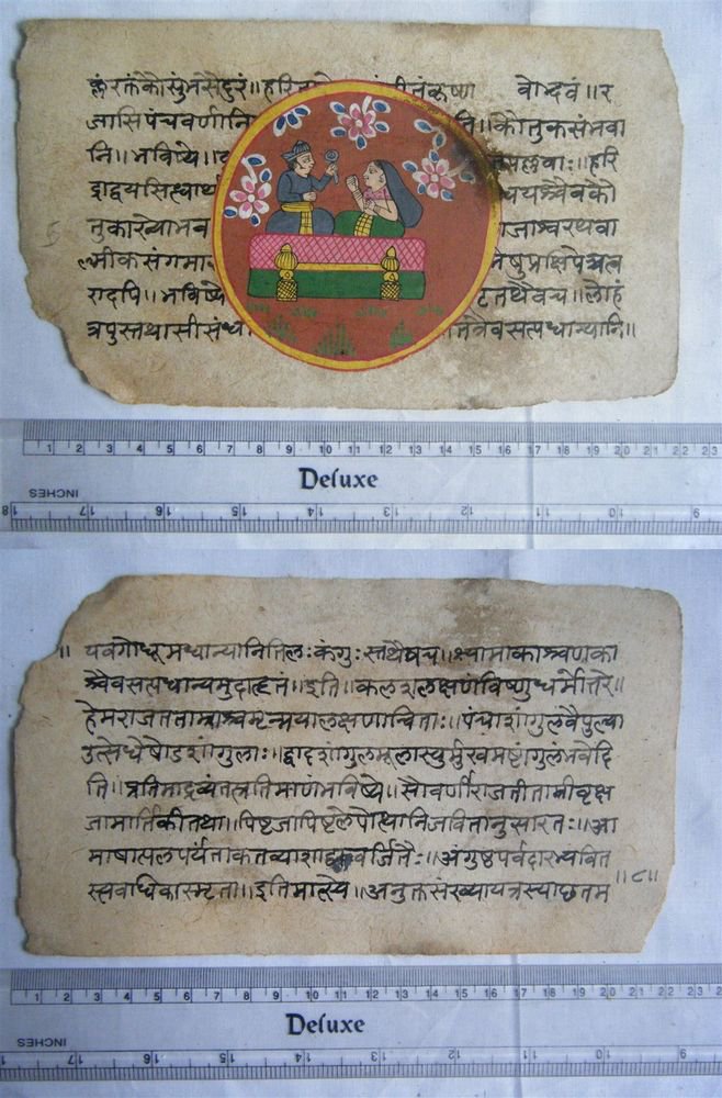 Rare Original Antique Old Manuscript Jain Cosmology New Hand Painting India#644
