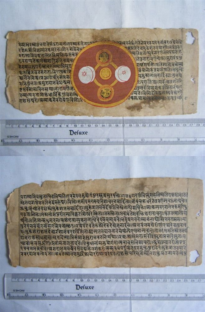 Rare Original Antique Old Manuscript Jain Cosmology New Hand Painting India#646