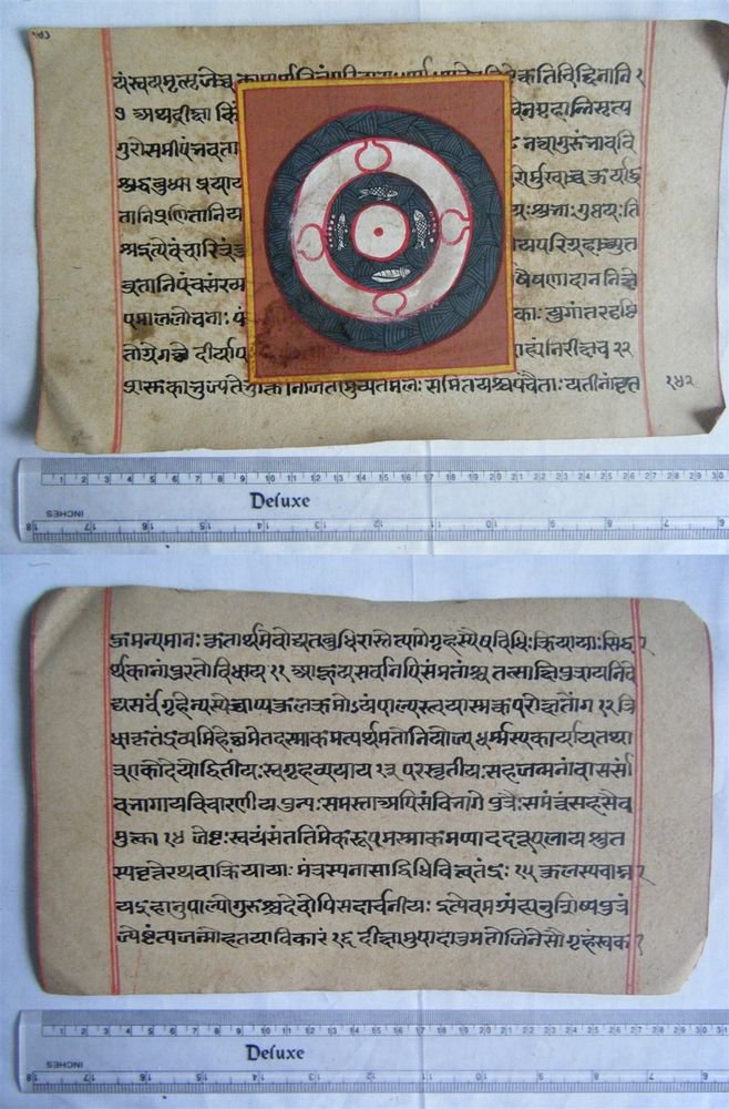 Rare Original Antique Old Manuscript Jain Cosmology New Hand Painting India#636
