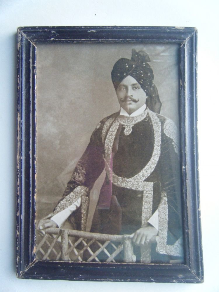 Indian Maharaja Rare Framed Photograph, Vintage Photo in Old Wooden Frame #2713