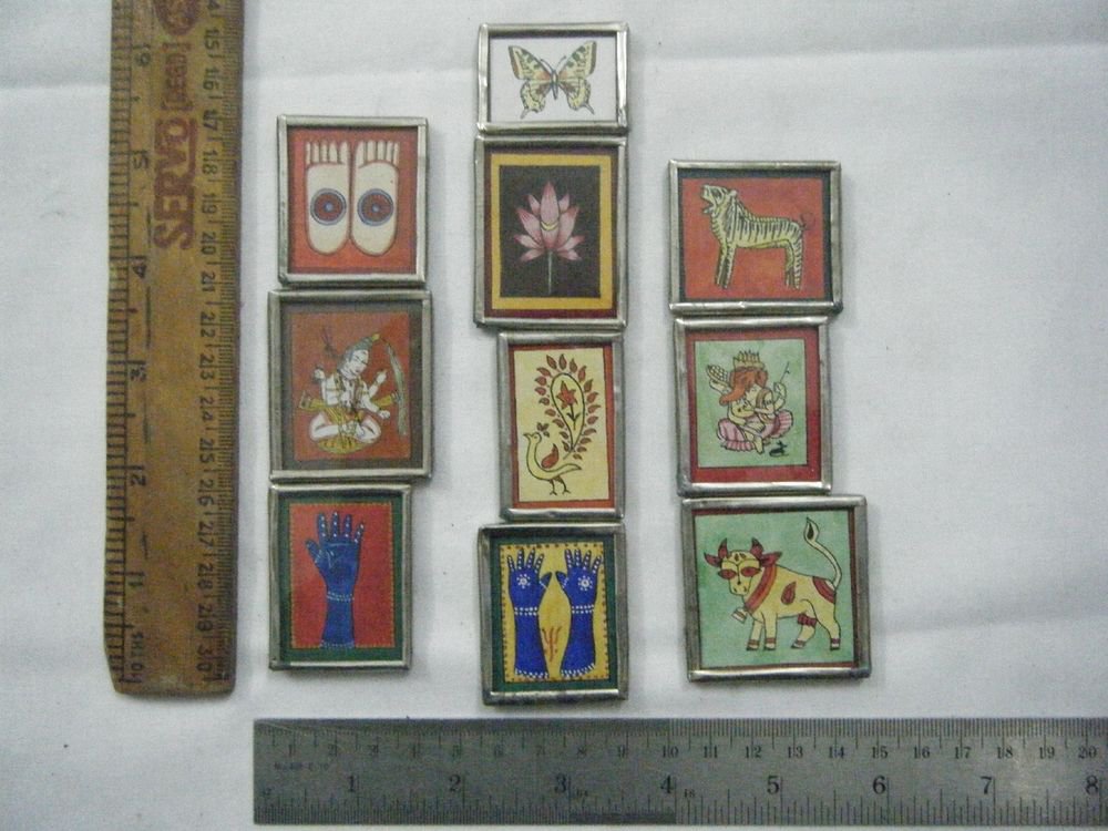 Decorative Freeze Magnets Hand Color Painting Metal Frame Lot of 10 Pcs Rare#066