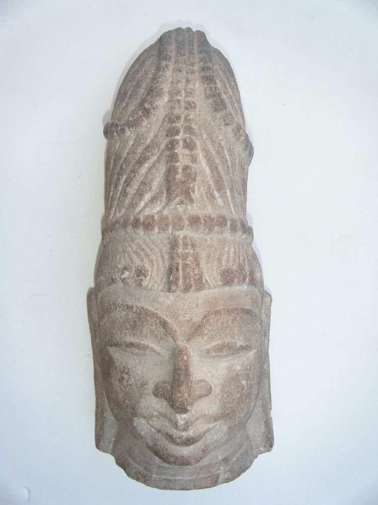 God Stone Statue Head, Vintage Antique Old Hand Carved God Head Heavy #481
