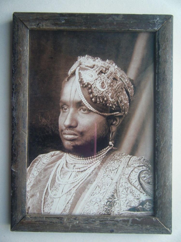 Indian Maharaja Rare Framed Photograph, Vintage Photo in Old Wooden Frame #2710