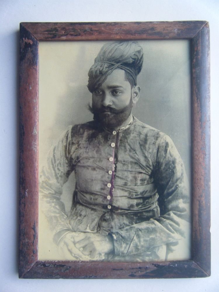 Indian Maharaja Rare Framed Photograph, Vintage Photo in Old Wooden Frame #2715