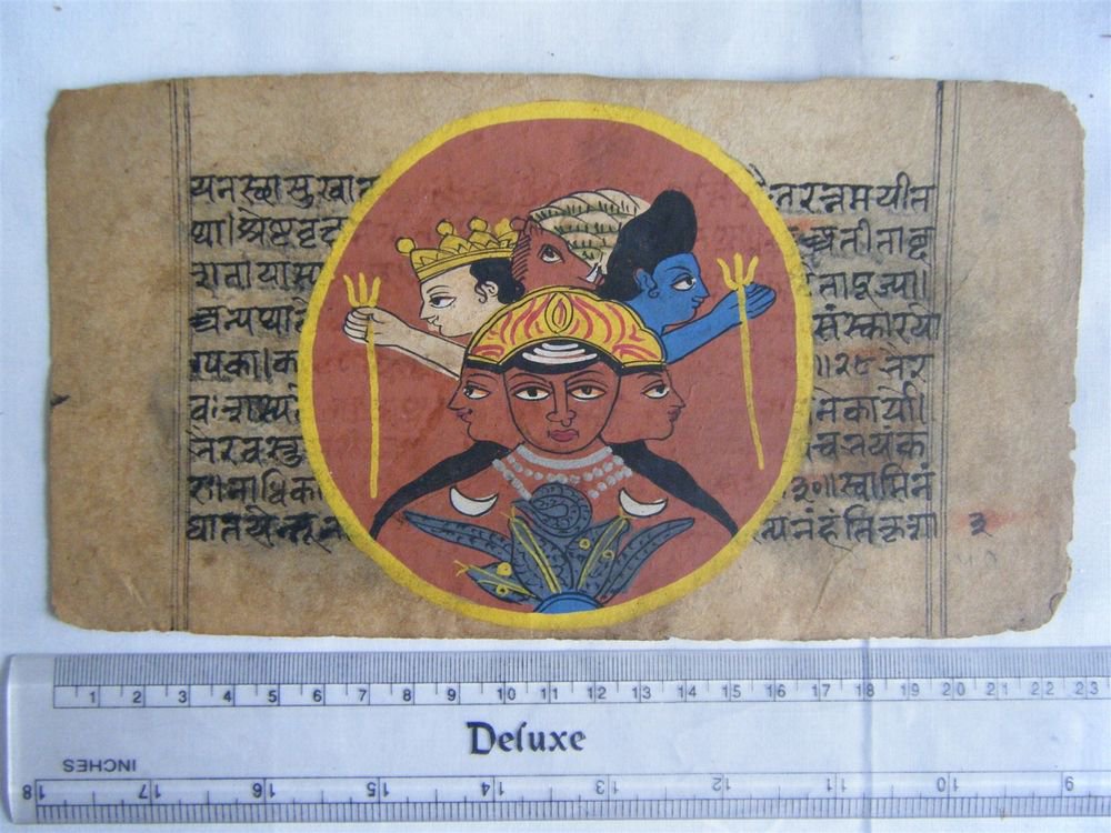 Original Antique Manuscript Old Jain Cosmology New Hand Painting Rare India #567