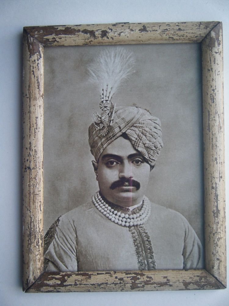 Indian Maharaja Rare Framed Photograph, Vintage Photo in Old Wooden Frame #2694