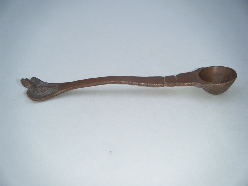 Antique Hindu Traditional Indian Ritual Brass OIL SPOON Vintage Spoon India#1045
