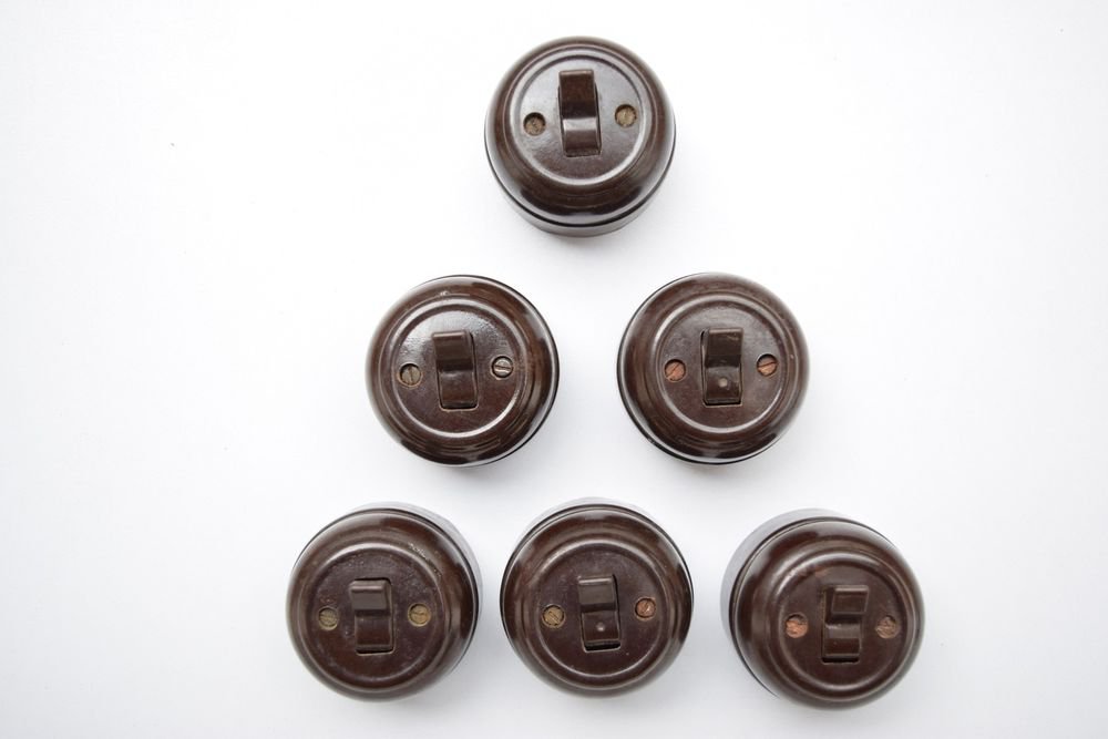 1950s Lot of 6 Rare Old Bakelite Electric Switch Indian Made Original #1330