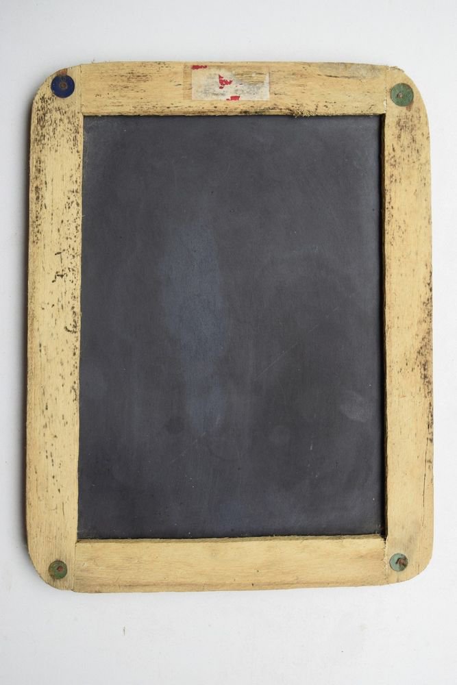 Beautiful Chalk Board Slate Rare Framed Black Stone Old Double Sided Slate #1620
