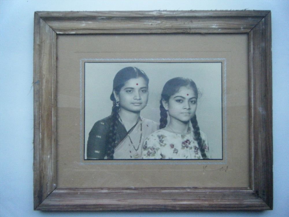 Original Old Hand Coloured Photograph, Vintage Photo in Old Wooden Frame #2671