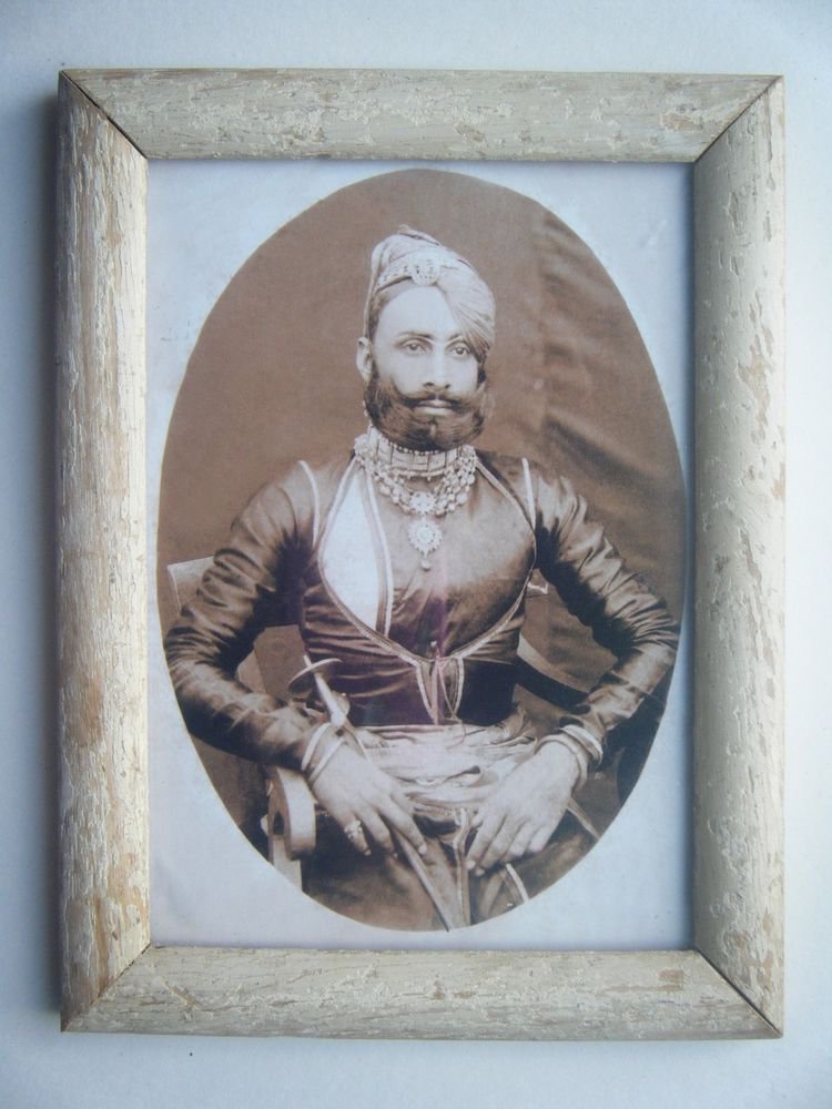 Indian Maharaja Rare Framed Photograph, Vintage Photo in Old Wooden Frame #2691