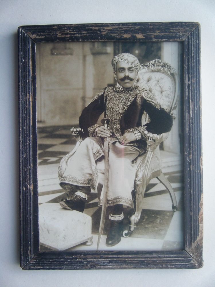 Indian Maharaja Rare Framed Photograph, Vintage Photo in Old Wooden Frame #2709