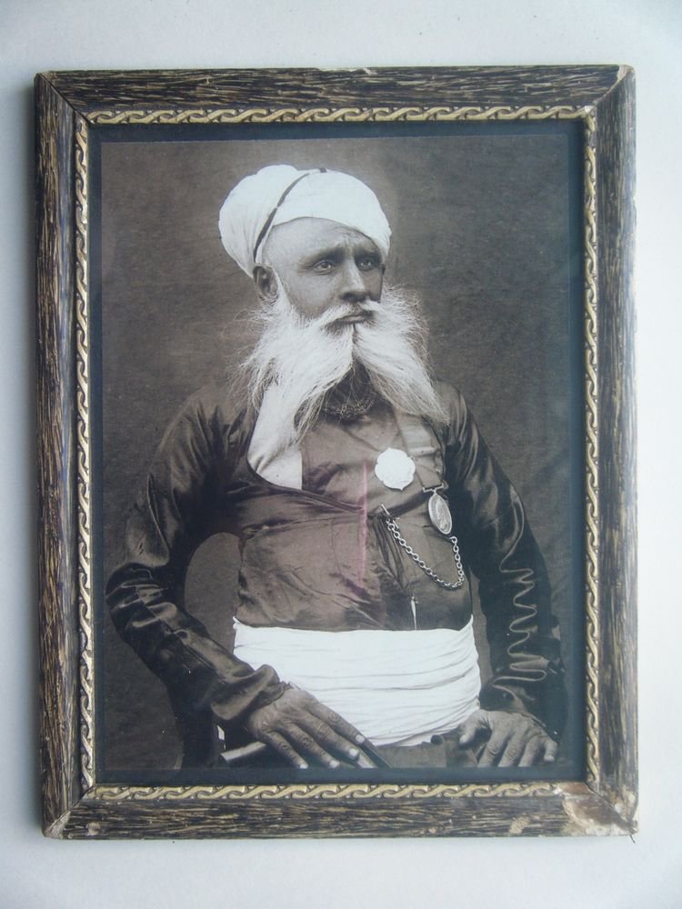 Indian Maharaja Rare Framed Photograph, Vintage Photo in Old Wooden Frame #2692