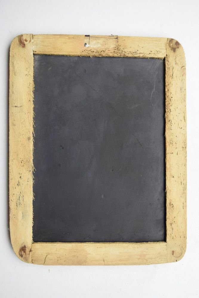 Beautiful Chalk Board Slate Rare Framed Black Stone Old Double Sided Slate #1621