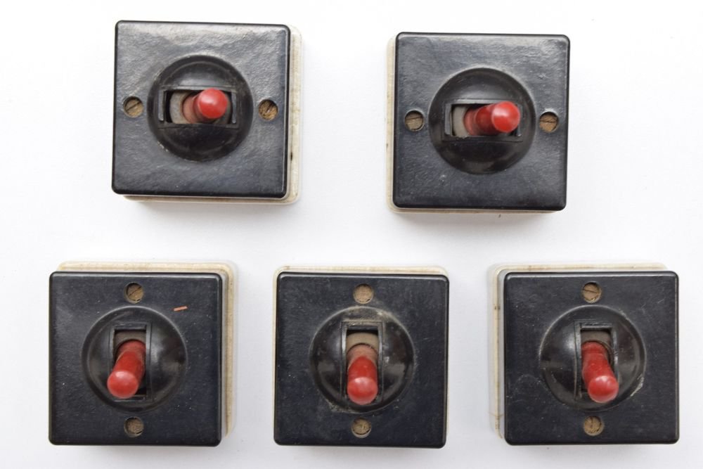1950s Lot of 5 Rare Old Bakelite Electric Switch Indian Made Original #1329