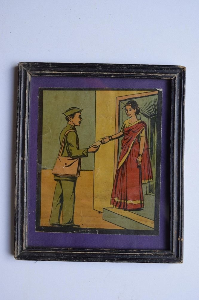 Old Educational Chart Calendar Learning School Print In Old Wooden Frame #3036