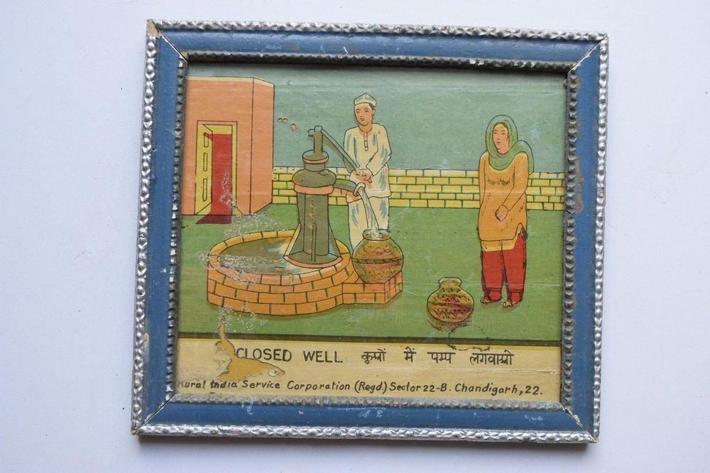 Old Educational Chart Calendar Learning School Print In Old Wooden Frame #3050
