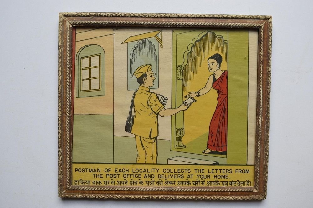 Old Educational Chart Calendar Learning School Print In Old Wooden Frame #3033