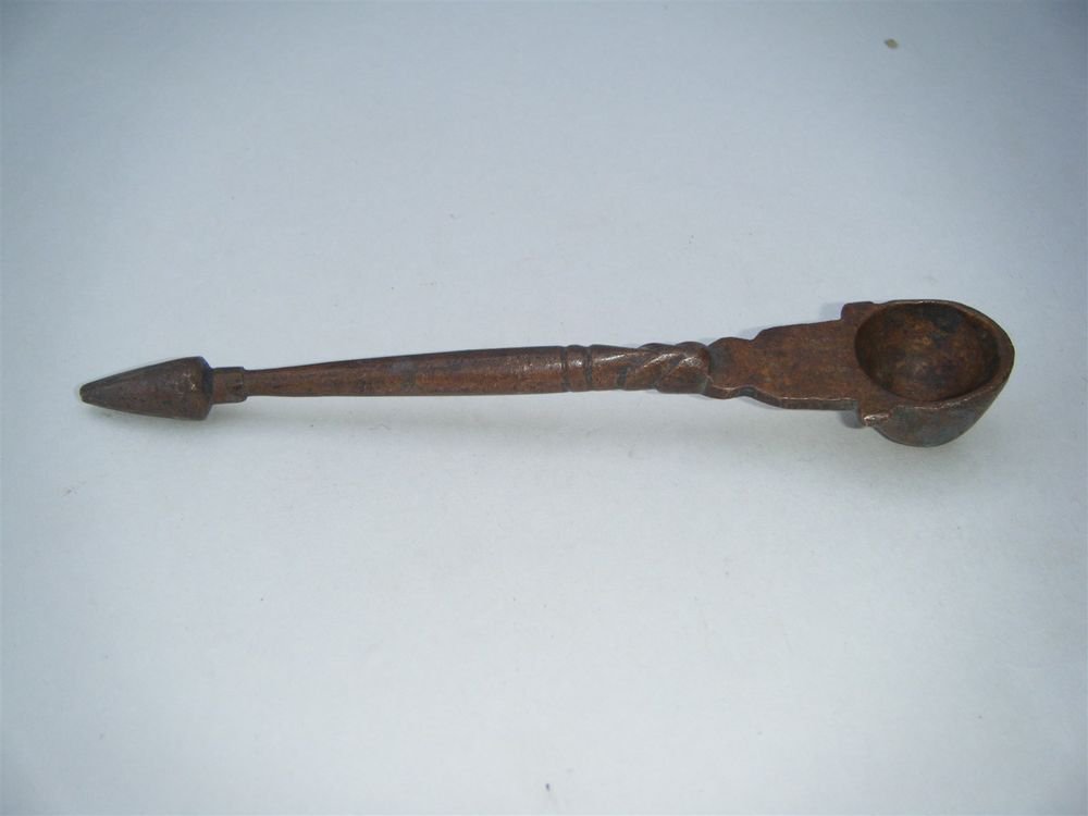 Antique Hindu Traditional Indian Ritual Brass OIL SPOON Vintage Spoon India#1044