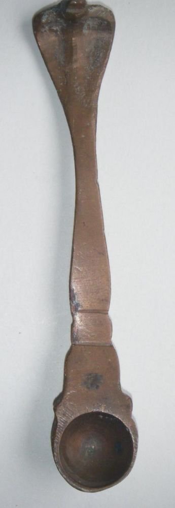 Antique Hindu Traditional Indian Ritual Brass OIL SPOON Vintage Spoon India #628