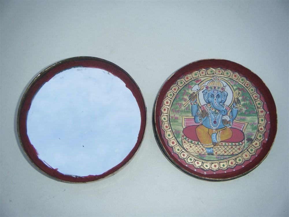 GATTAJI Antique Brass Box with INDIAN Miniature Painting Hindu God Worship #1089