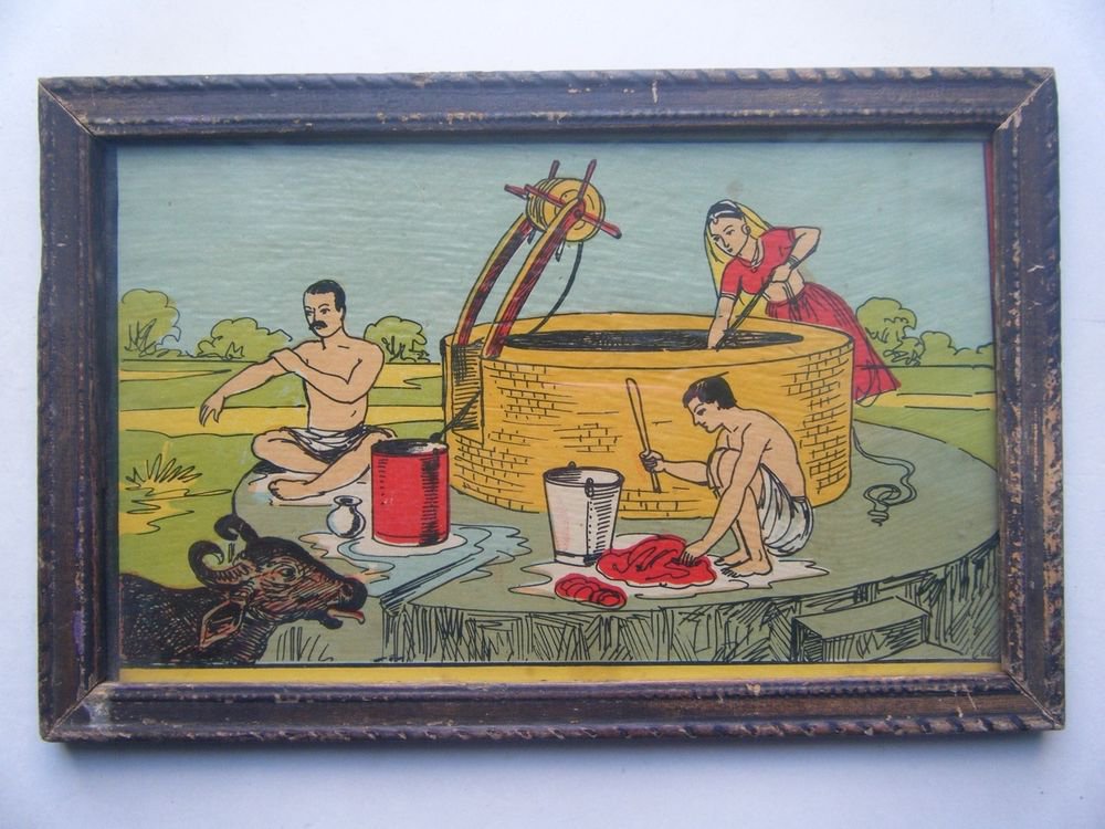 Old Educational Chart Calendar Learning School Print In Old Wooden Frame #2849