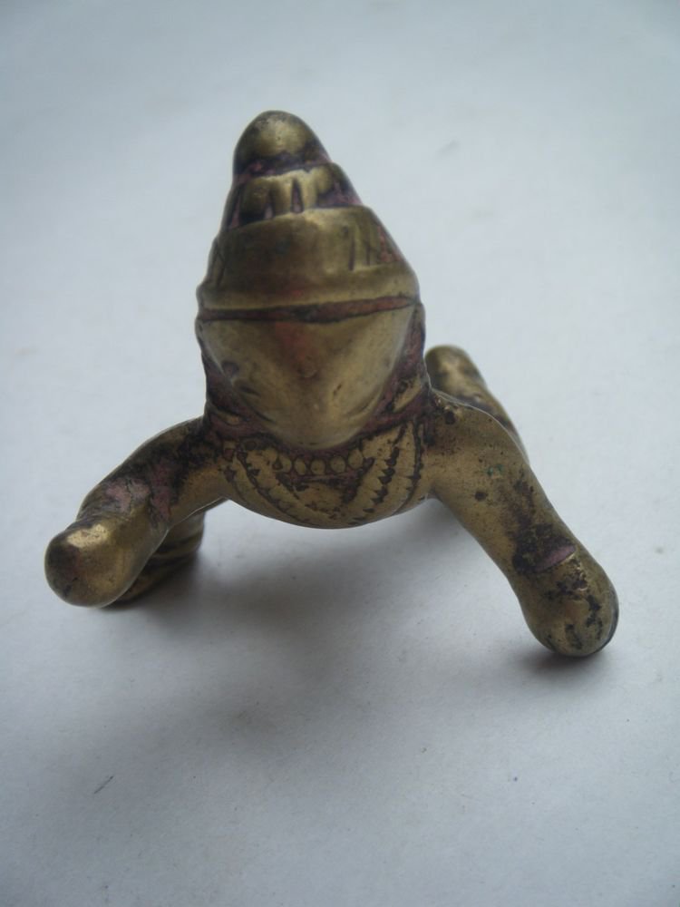 Antique Old Indian Brass Statue God Baby Krishna Crawling Rare Collectible #783