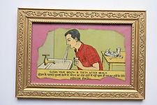 Old Educational Chart Calendar Learning School Print In Old Wooden Frame #3062