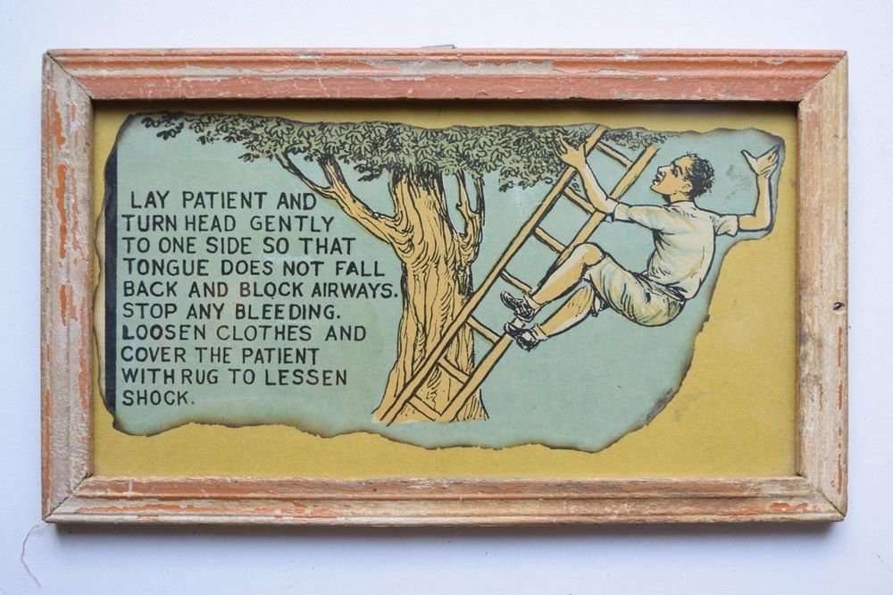 Old Educational Chart Calendar Learning School Print In Old Wooden Frame #3058