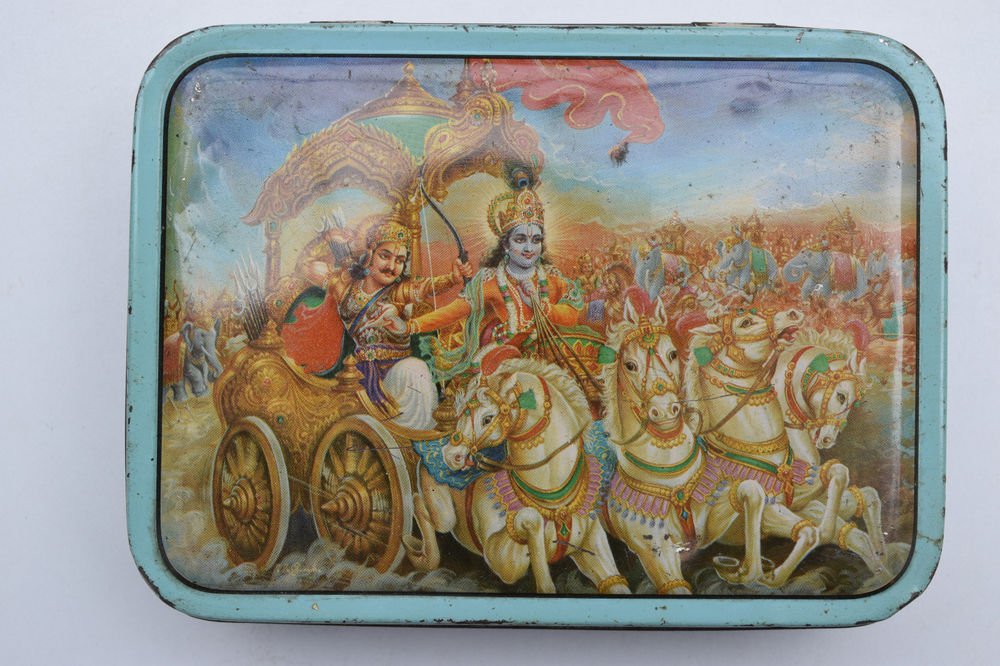 Old Sweets Tin Box, Rare Collectible Litho Printed Tin Boxes India #1457