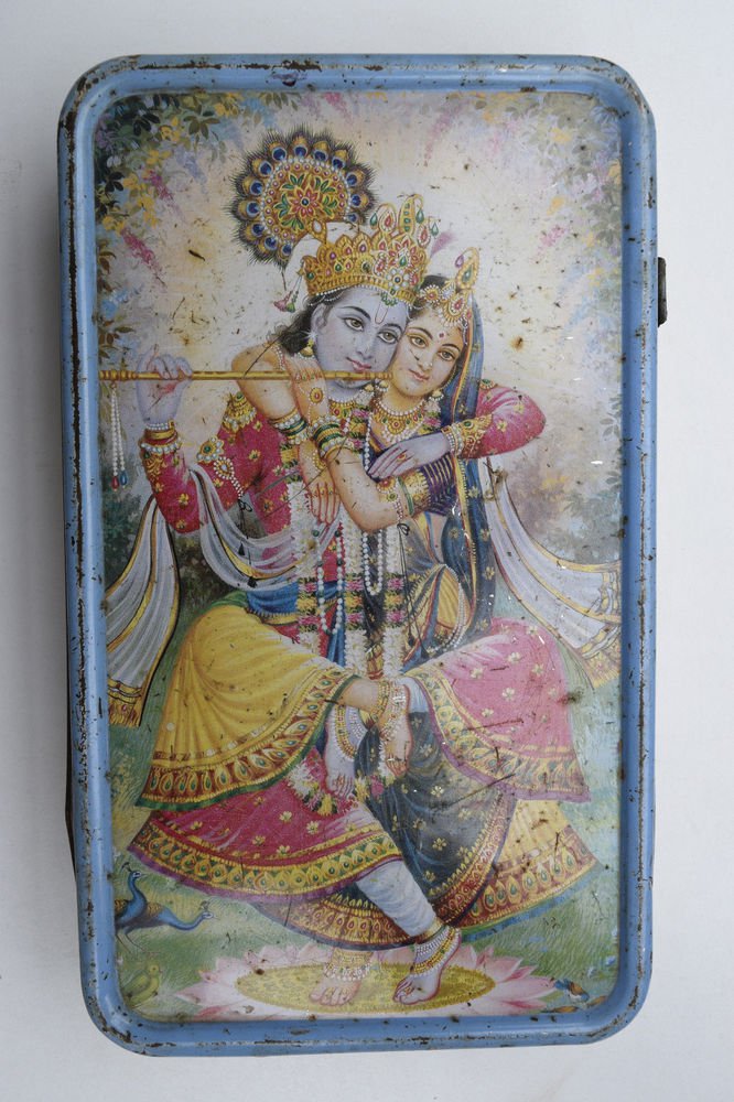 Old Sweets Tin Box, Rare Collectible Litho Printed Tin Boxes India #1440