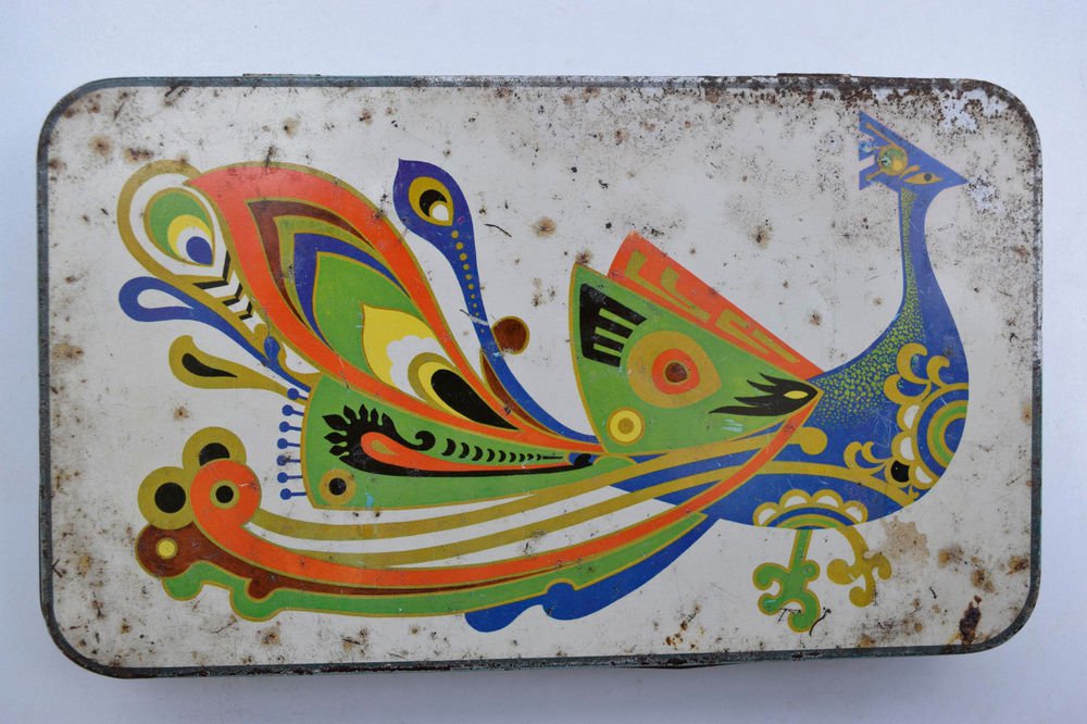 Old Sweets Tin Box, Rare Collectible Litho Printed Tin Boxes India #1500
