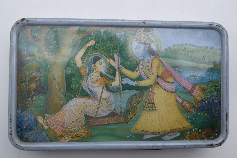 Old Sweets Tin Box, Rare Collectible Litho Printed Tin Boxes India #1443