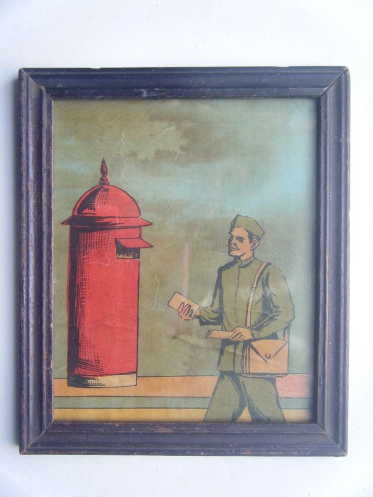 Old Educational Chart Calendar Learning School Print In Old Wooden Frame #2845