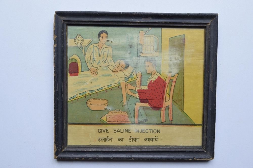 Old Educational Chart Calendar Learning School Print In Old Wooden Frame #3019