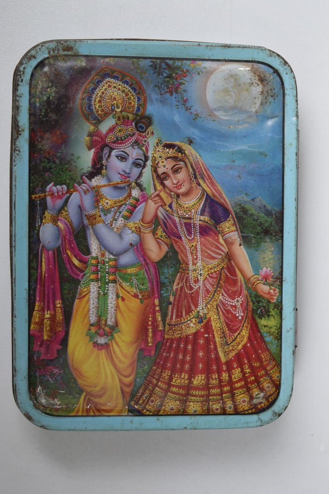 Old Sweets Tin Box, Rare Collectible Litho Printed Tin Boxes India #1435