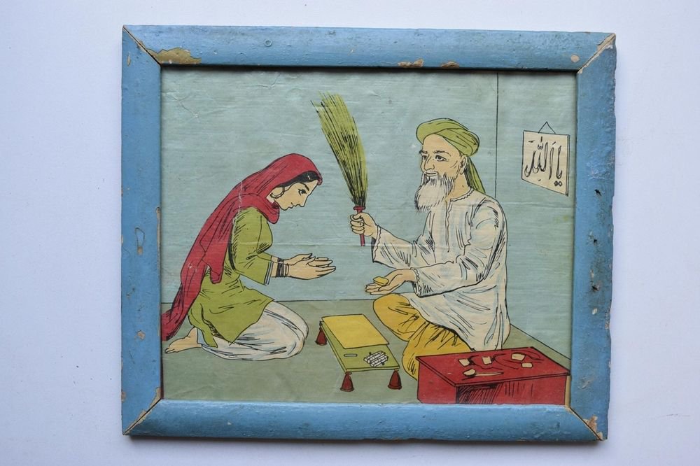 Old Educational Chart Calendar Learning School Print In Old Wooden Frame #3028