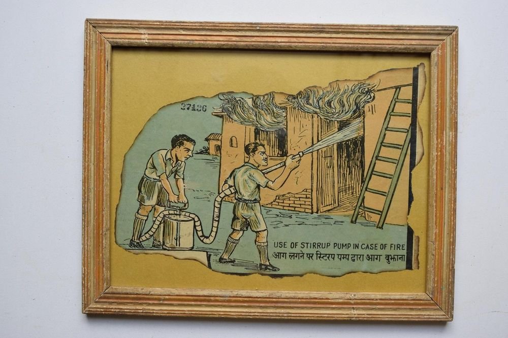 Old Educational Chart Calendar Learning School Print In Old Wooden Frame #3034