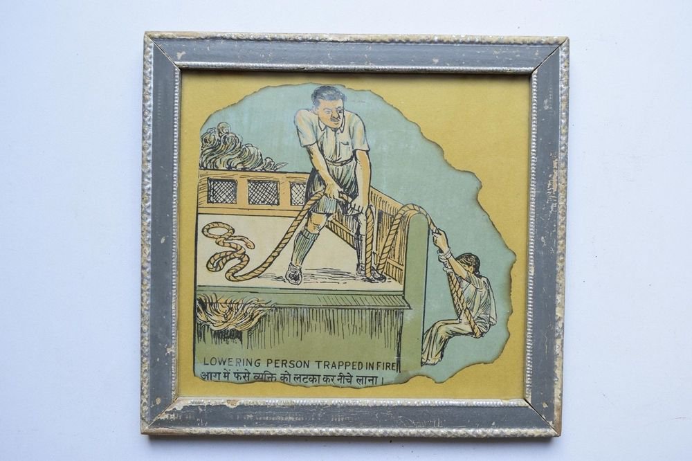 Old Educational Chart Calendar Learning School Print In Old Wooden Frame #3059