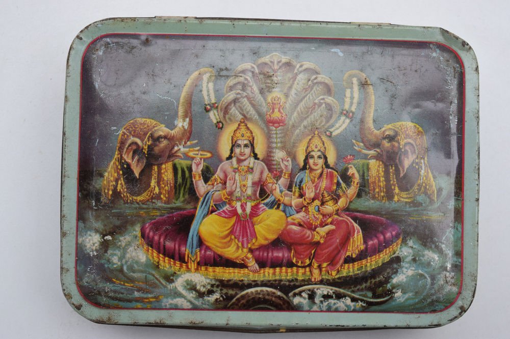Old Sweets Tin Box, Rare Collectible Litho Printed Tin Boxes India #1456